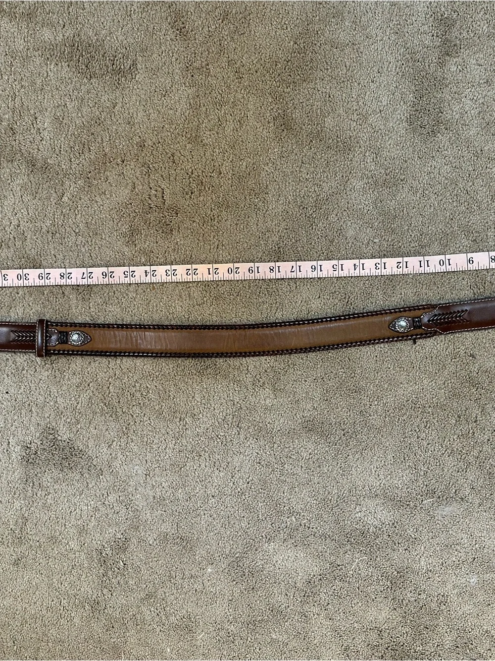 Nocona Genuine Leather Western Belt Silver Tone Brown Tan Size 30 Cowboy Rodeo